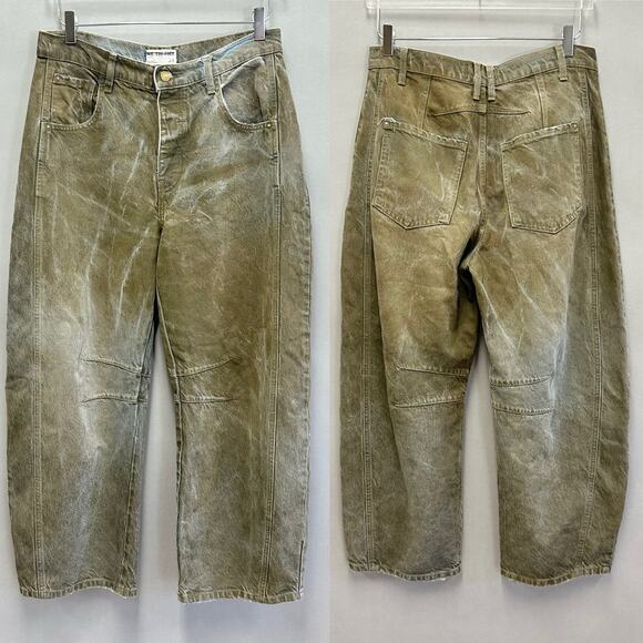 Free People We The Free Good Luck Coated Brown Barrel Leg Jeans Size 28 - Picture 13 of 16